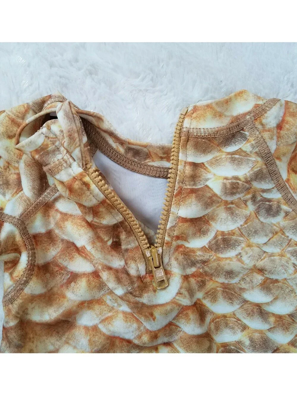 Molo Swim Neena Gold Fishshell UV Rash Guard Ruffled Baby Swim Set